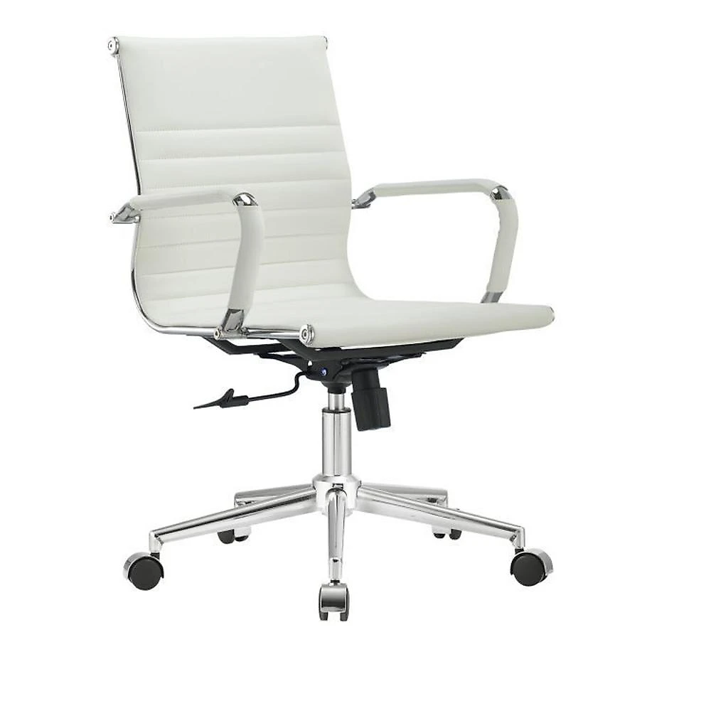 Kit 8 Cadeiras Escritório Diretor Esteirinha Corino Manhattan Kit 8 Cadeiras Esteirinha Diretor Giratória Couro Ecológico Branco