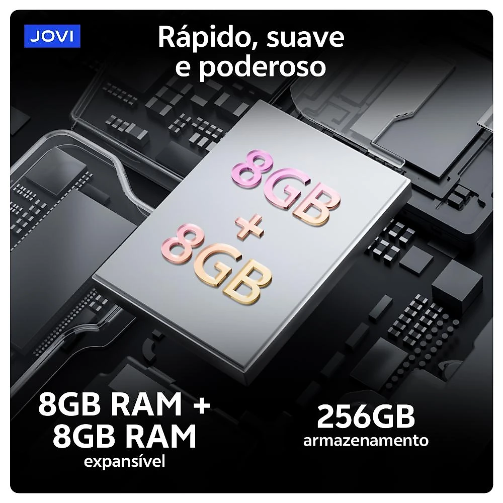 Smartphone Jovi Y29s 5g 256gb, 8+8gb Ram Turbo, Câmera 50mp, Dimensity 6300, Bateria 6000mah, Carregamento 44w - Preto Jade CELULAR JOVI Y29S 256GB DUAL SIM 8GB RAM - Preto