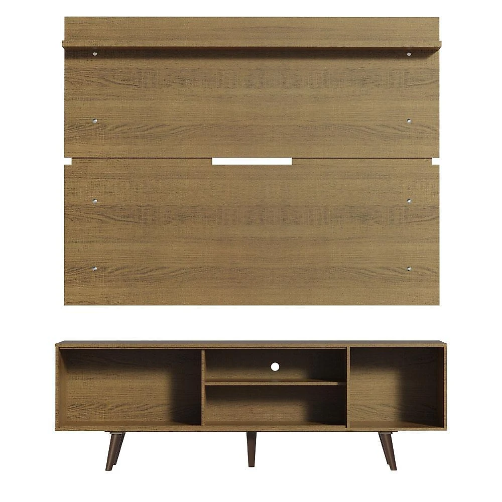 Rack madesa dubai e painel para tv até 65 polegadas com pés - rustic/preto 7k5z rustic/preto/rustic