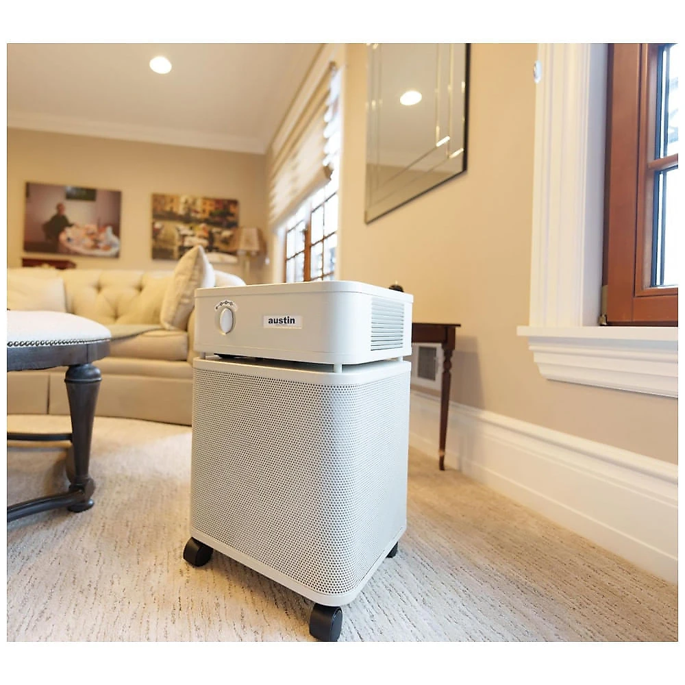 Purificador de Ar Austin Air HealthMate Plus com Filtração Avançada de 4 Estágios - Ideal para Casa com Carvão Ativado e Zeólita, Modelo B450 Branco