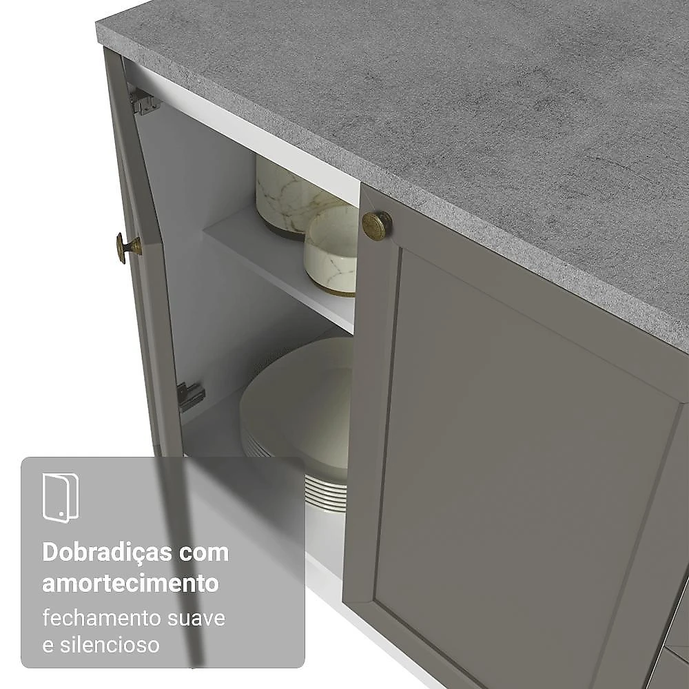 Armário de cozinha completa 310 cm branco/cinza vik madesa 01