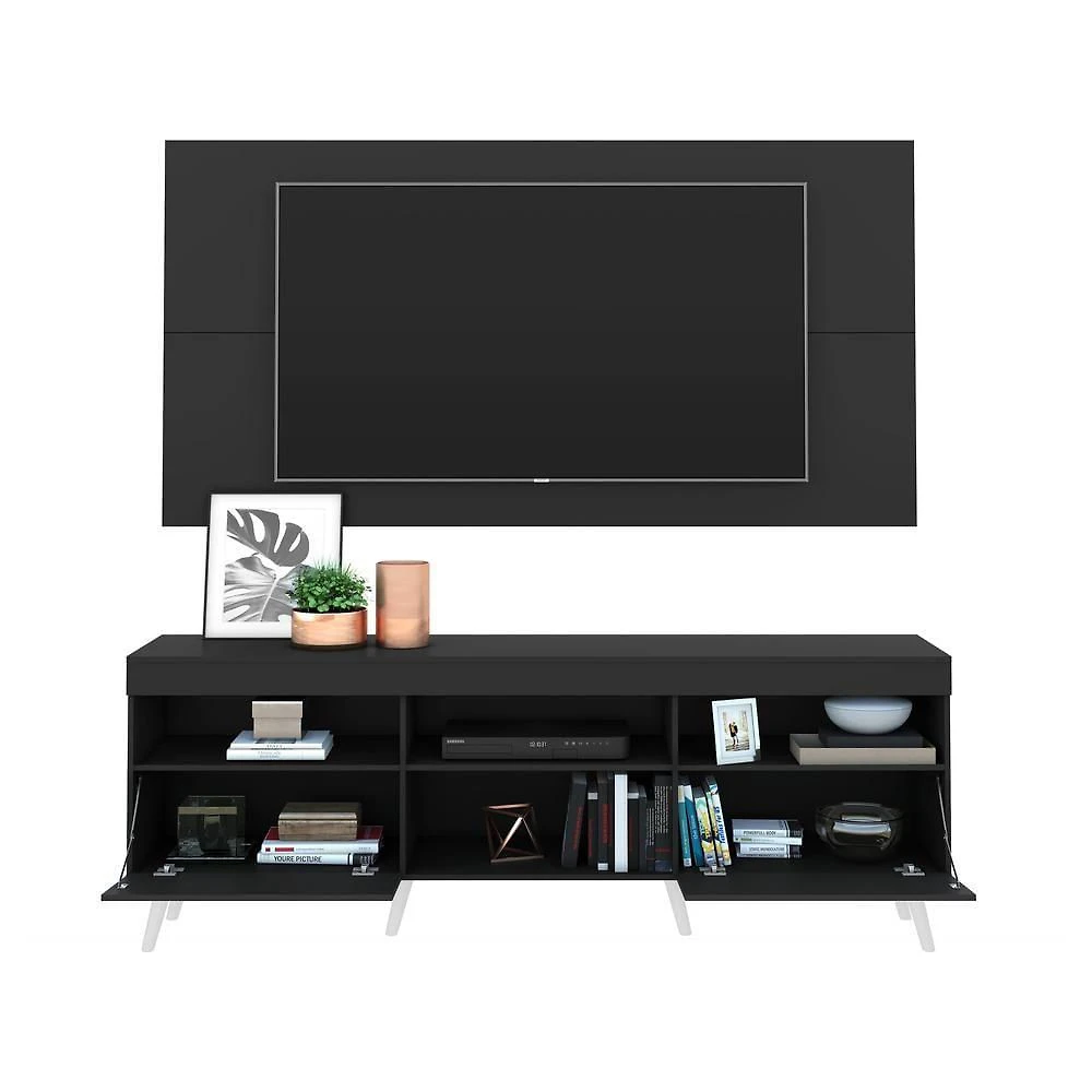 Miniatura Rack com Painel TV até 65" Espelho e Pés Retrô Multimóveis