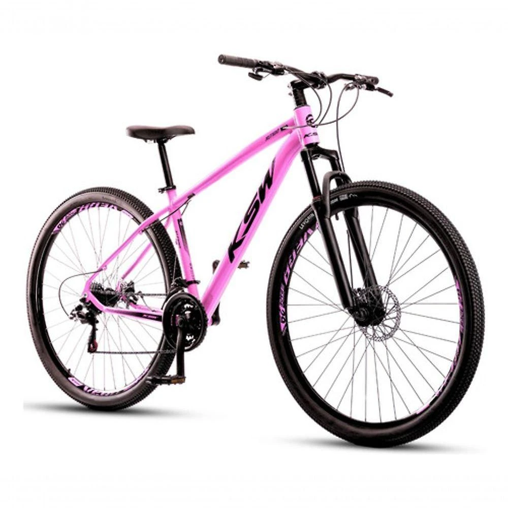 Bicicleta Aro 29 Ksw 21 Vel Shimano Alumínio Freio Disco Xlt100 Mtb Rosa 19
