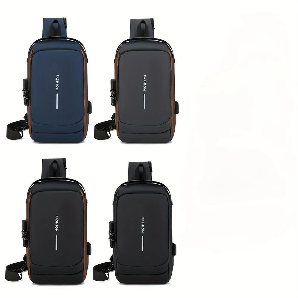 Mochila de Peito OEM em PU para Notebook 8 Polegadas à Prova D'água com Trava de Código e Porta USB