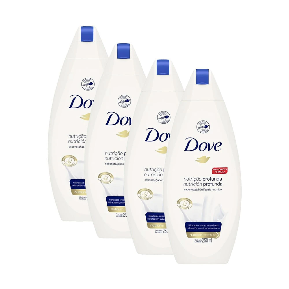 Kit 4 Sabonete Líquido Dove Nutrição Profunda 250ml