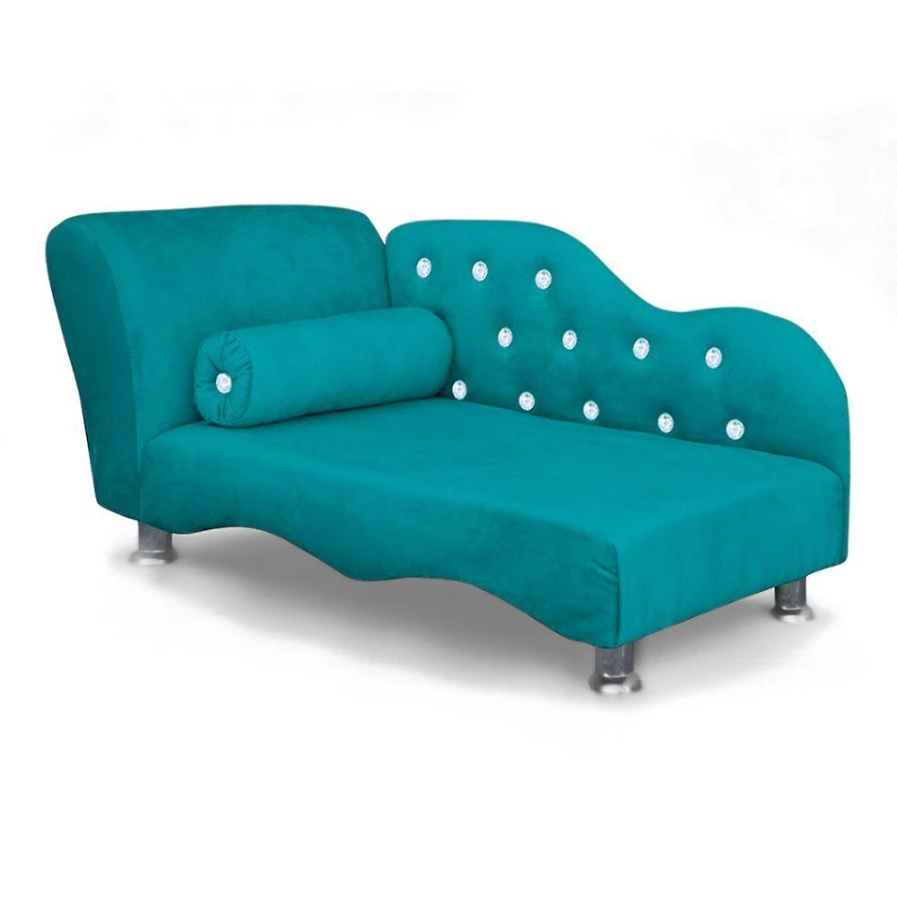 Caminha Divã Loja Sheep Mini Poltrona Strass para Cães e Gatos Veludo Azul 37cm 62cm 47cm