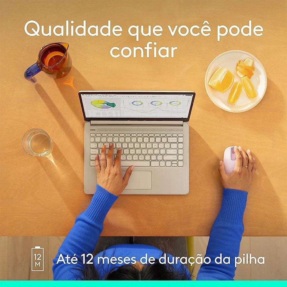 Mouse Sem Fio Logitech M196, Ambidestro Compacto, Bluetooth, Compatível com PC e Mac, Rosa - 910-007458