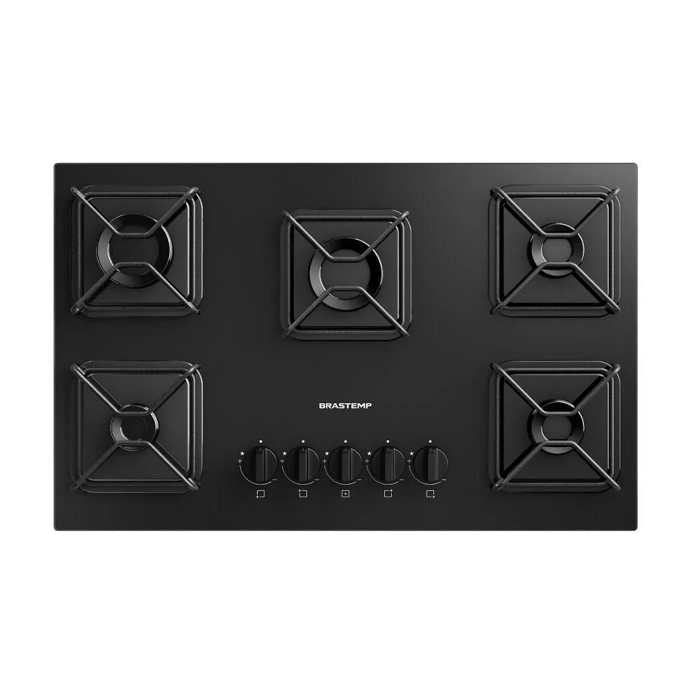 Cooktop 5 Bocas a Gás Brastemp com Grades de ferro Aramado e Chama Simmer BDD75BE Bivolt