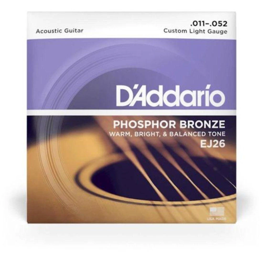 Encordoamento De Violão Aço Ej26 D Addario 011-052 Phosphor Bronze