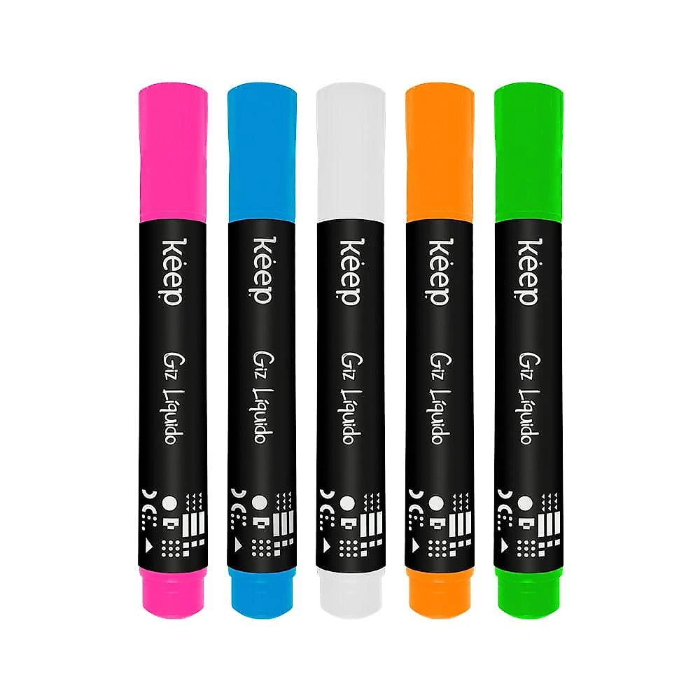 Giz líquido 4.5mm com 5 cores keep - mr052 multicolor