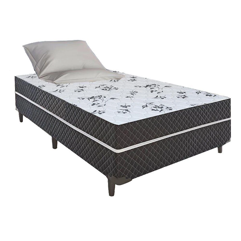 Cama Box Conjugada Solteiro Ortopédica 88x188 Espuma 8cm Preto RR Colchões