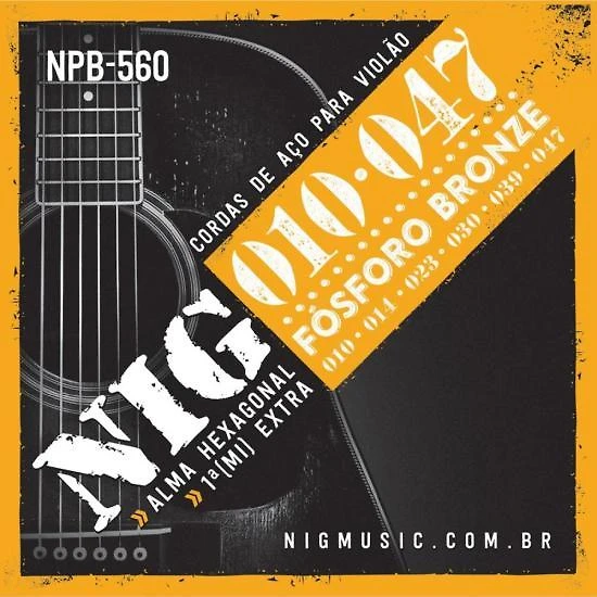 Encordoamento para violão aço .010 npb560 nig