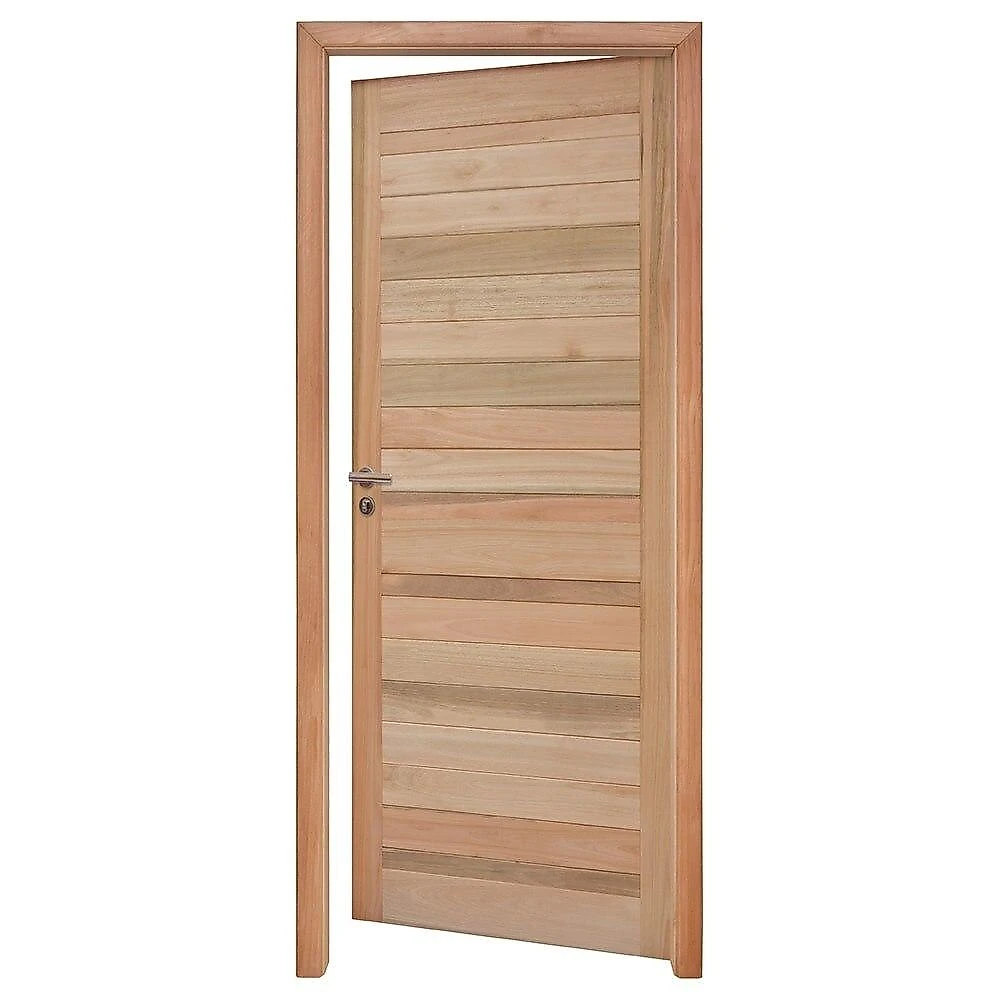 Kit Porta de Madeira Eucalipto Rondosul P28 Externa, Abertura à Direita 213x85 cm
