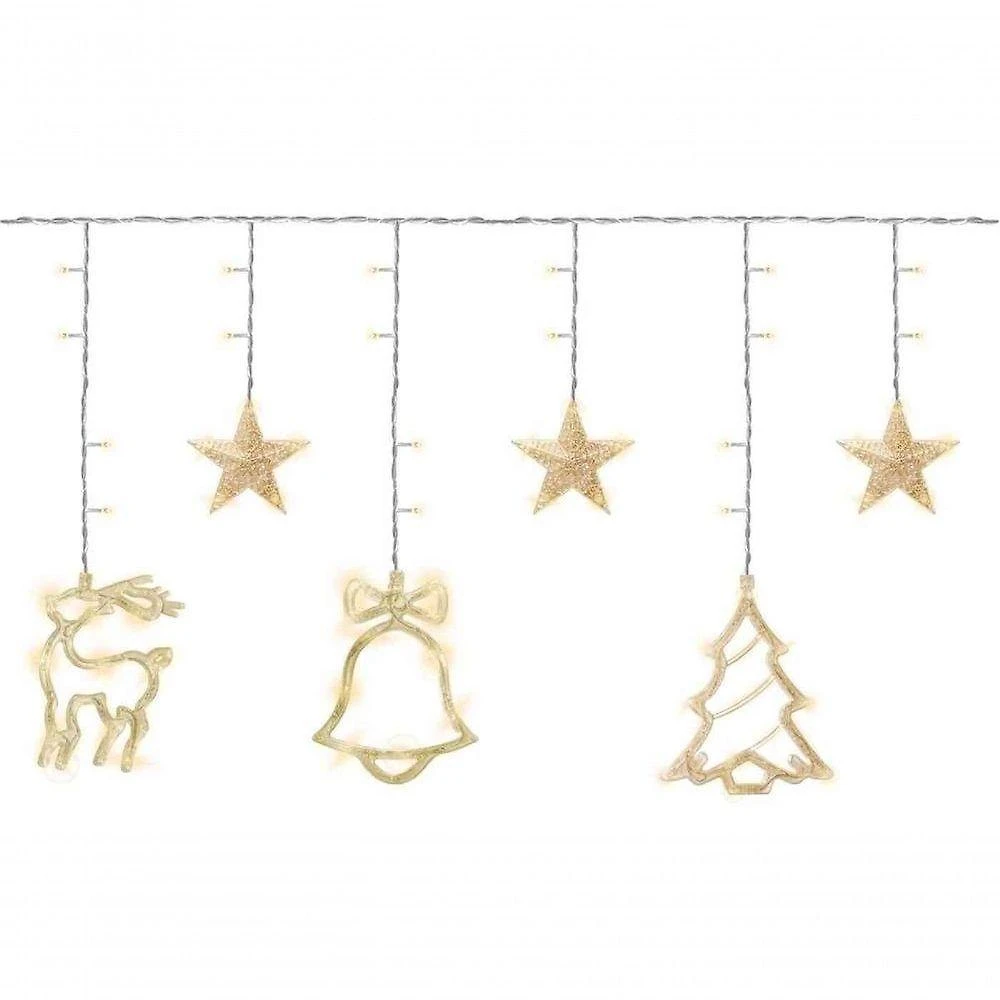 Cortina Led 3m Figuras Natalinas Luz Amarela