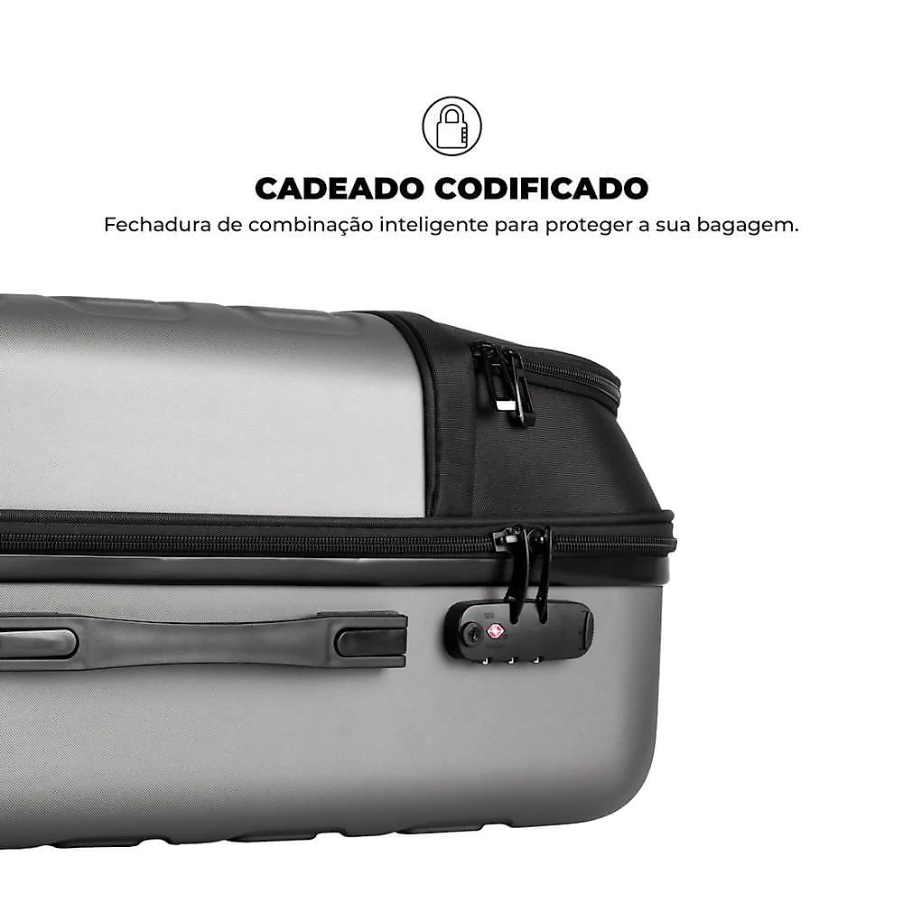 Mala de Viagem para Despachar 84L ABS com Cadeado Zíper Armor 24 Verde Gshield + Balança Digital