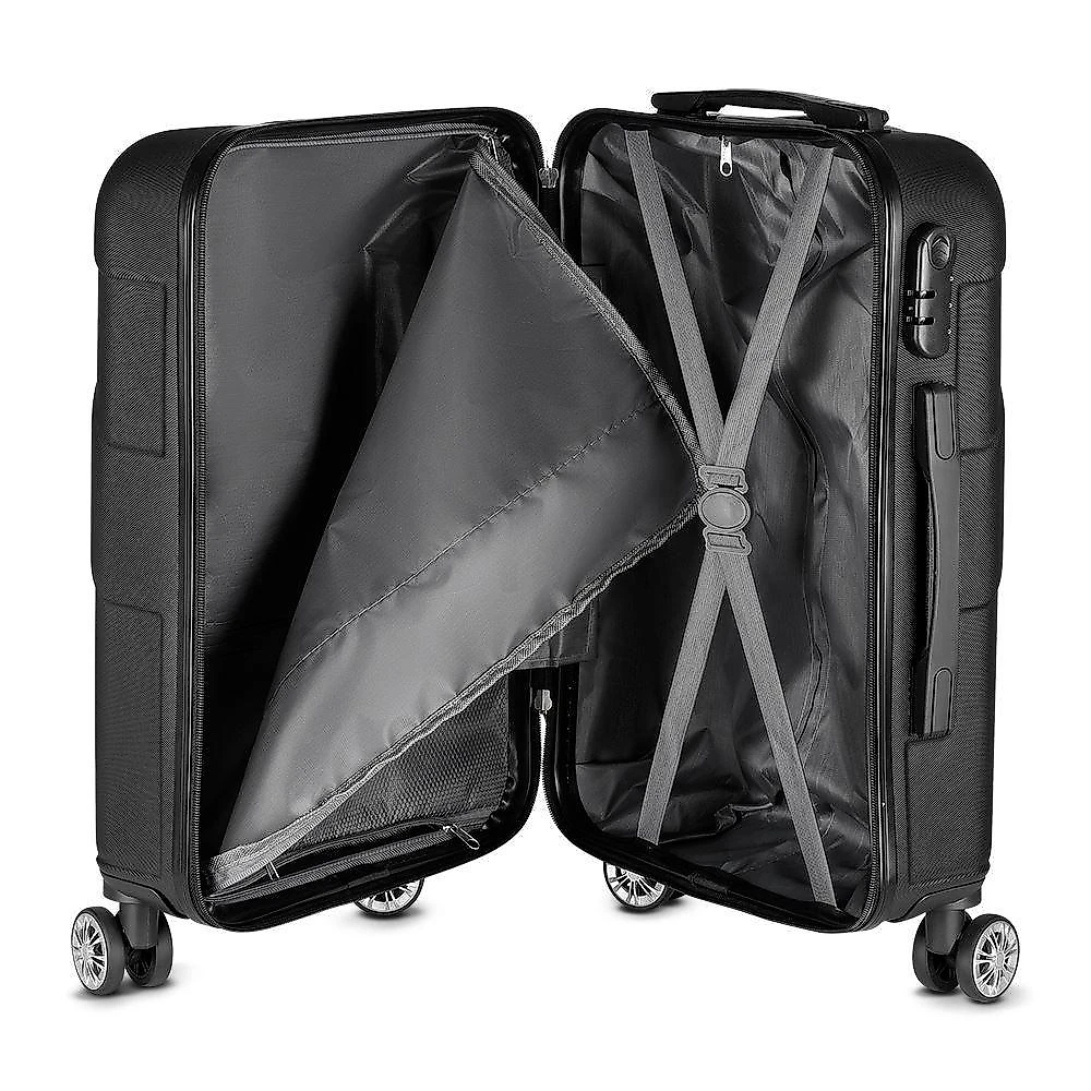 Mala Média 52L ABS Easy Travel Rodas Giratórias 360o Zíper Frontal Preta