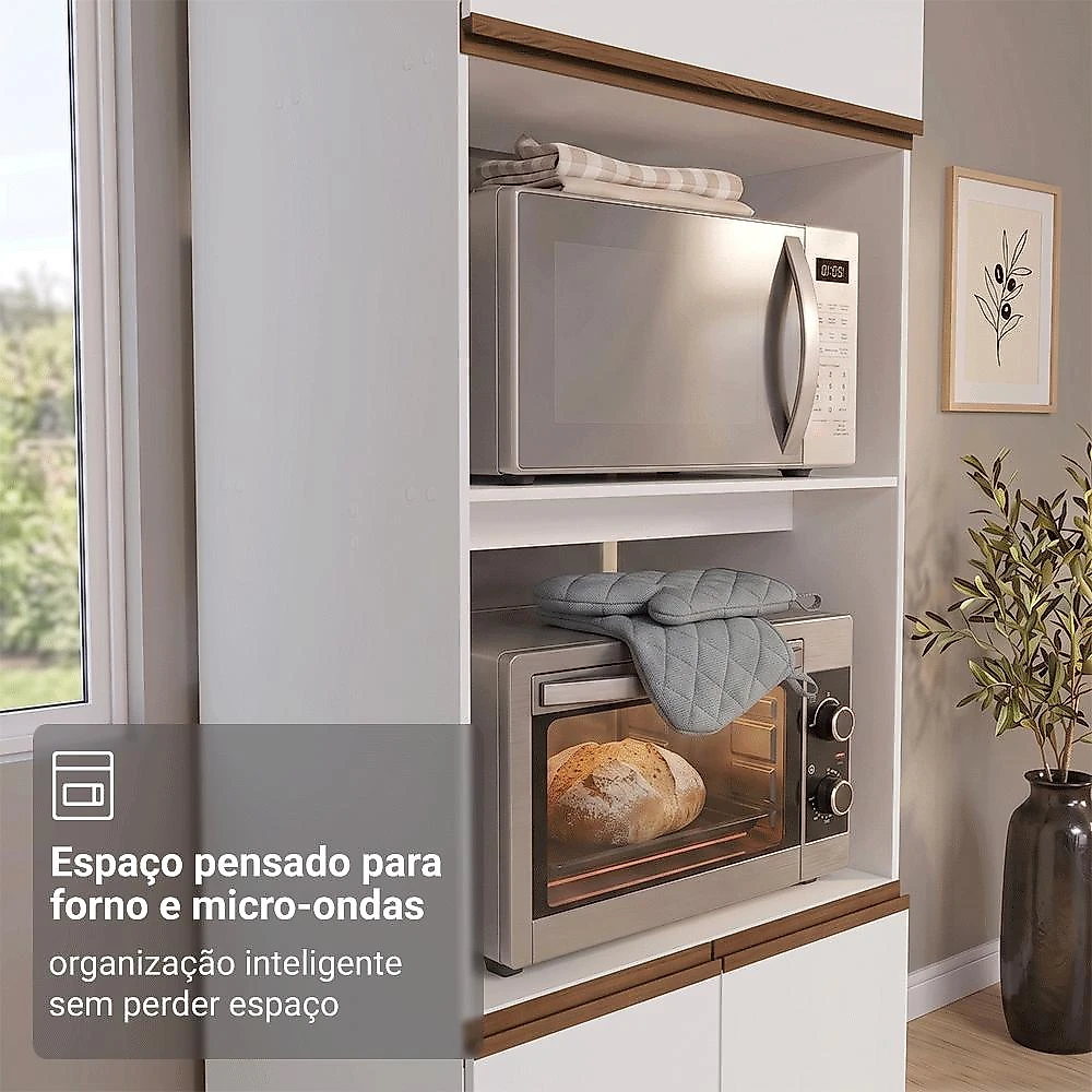 Armário de Cozinha Completa 260 cm Branco Pieta Madesa 02