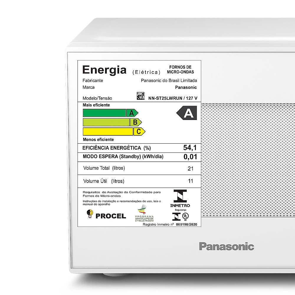 Microondas Panasonic Tecnologia Antibactéria AG 21L Branco - NN-ST25LWRU 110v