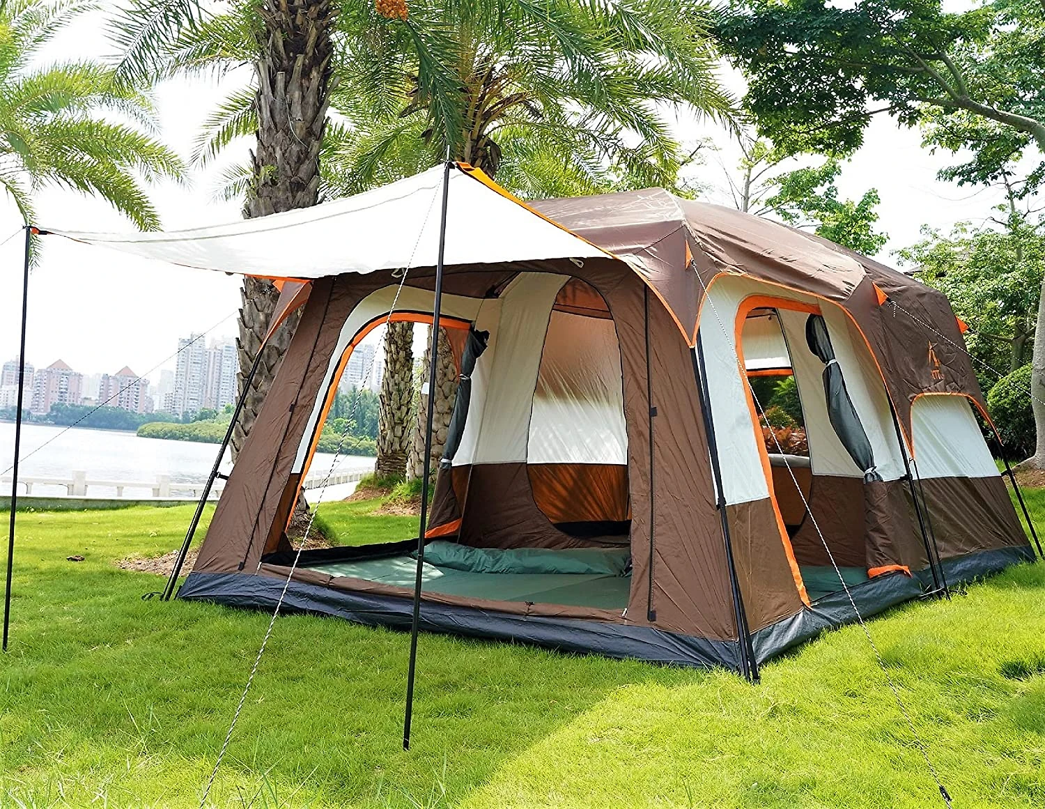 KTT Barraca Suspensa Portátil para AcampamentoCamping Marrom