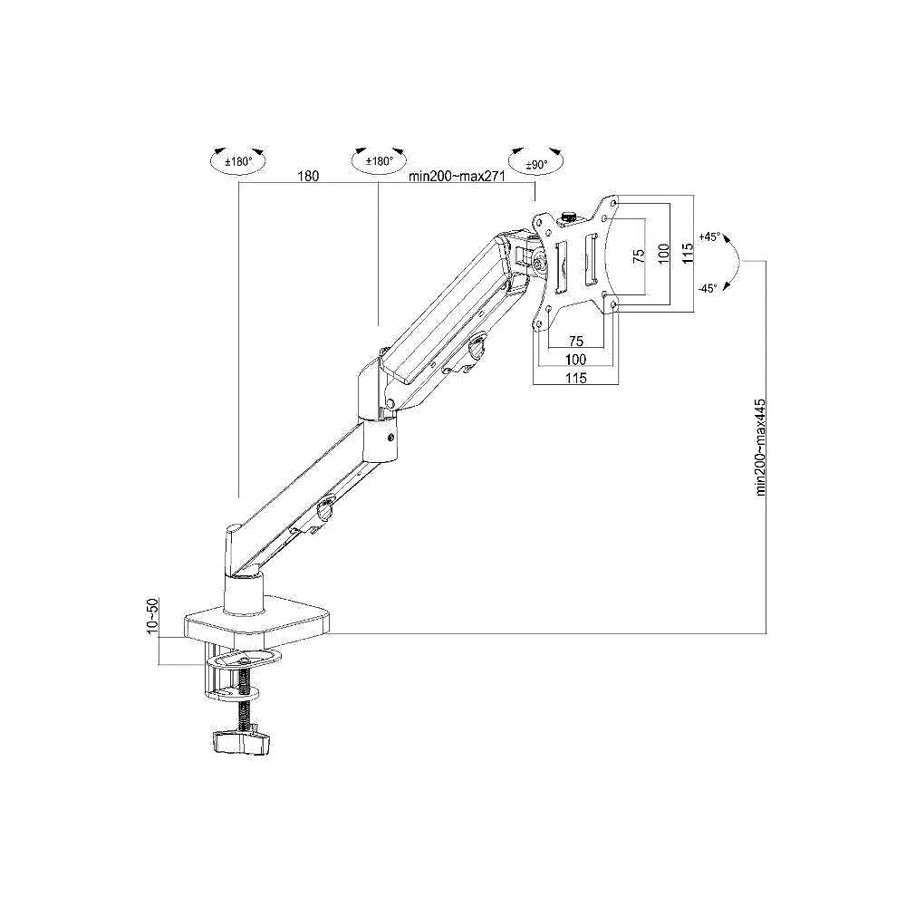 Suporte de Mesa Articulado para Monitor de 17" a 32" Ergofirst, Ajuste com Pistão a Gás, Branco - G16-C012-W