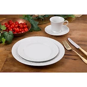 Miniatura Conjunto de Pratos Fundos Germer Tassel em Porcelana Branco – 6 Peças