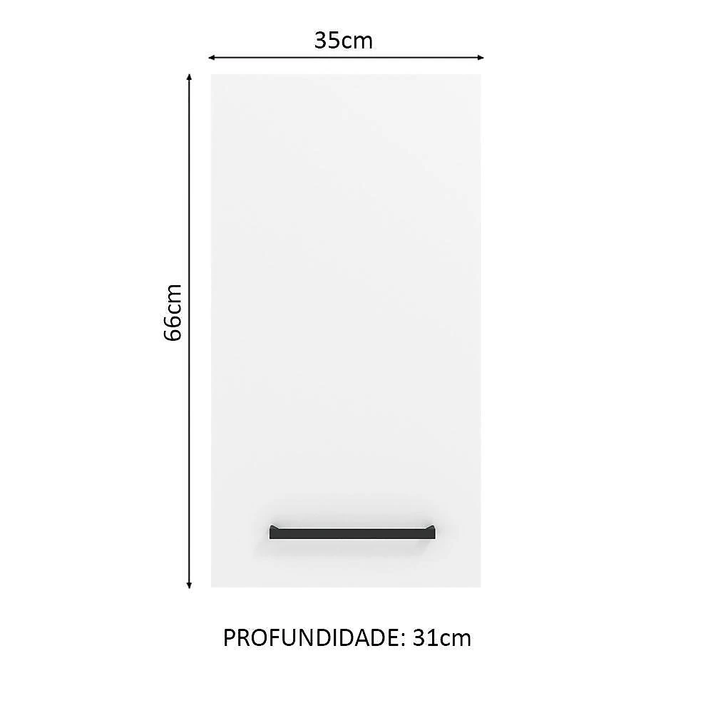 Armário de cozinha aéreo 35 cm 1 porta rustic/branco agata madesa