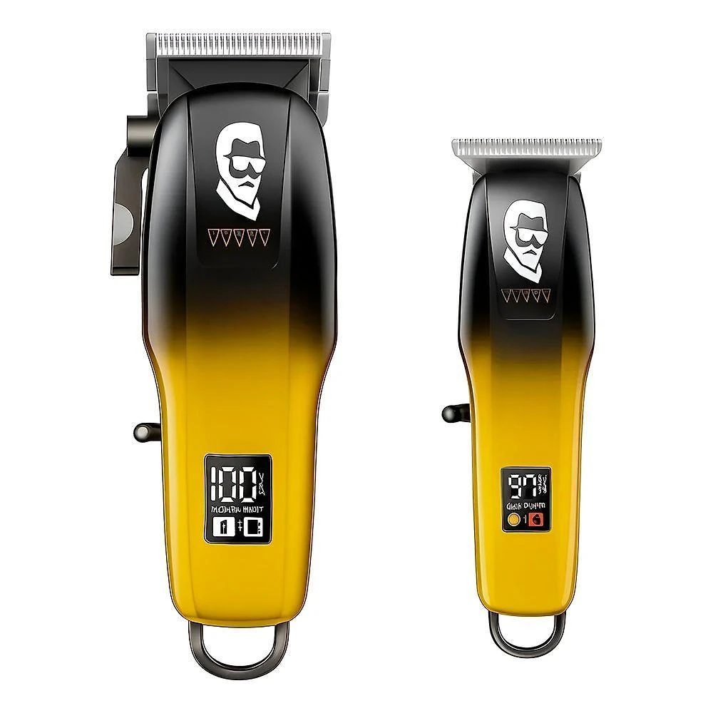 Kit Máquina De Corte E Acabamento Profissional Recarregável Bivolt 6500rpm Com 7 Pentes E Led