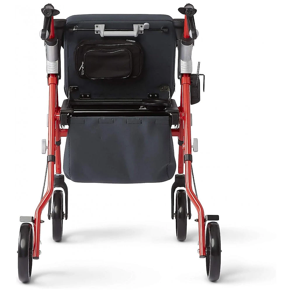 Andador Adulto Idoso com Apoio de Braço, Assento Acolchoado e Cesto, Suporta até 136 kg, MEDLINE MDS86845RD, Vermelho