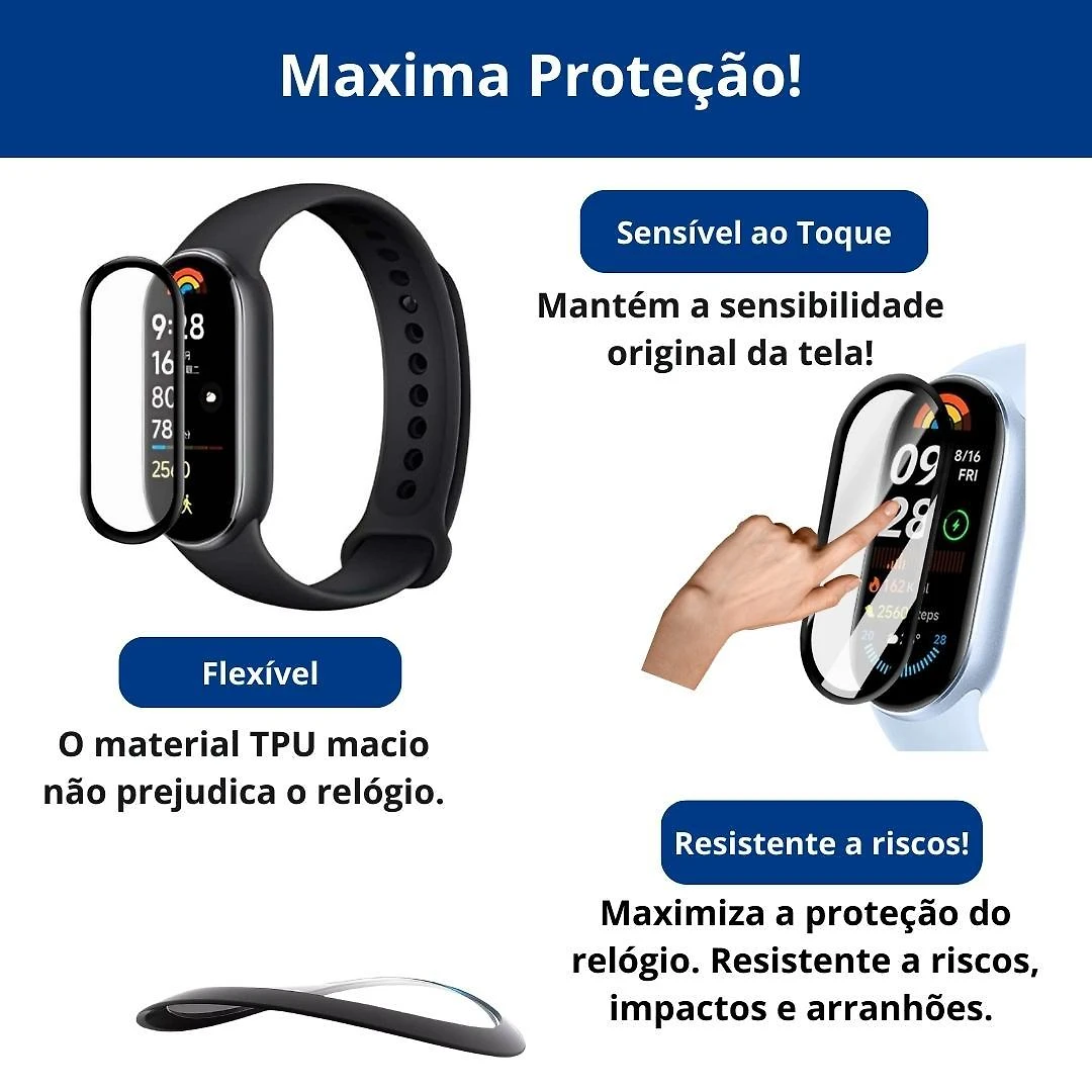 Miniatura Pulseira Inox Para Xiaomi Mi Band 8 2023 + Película Silicone