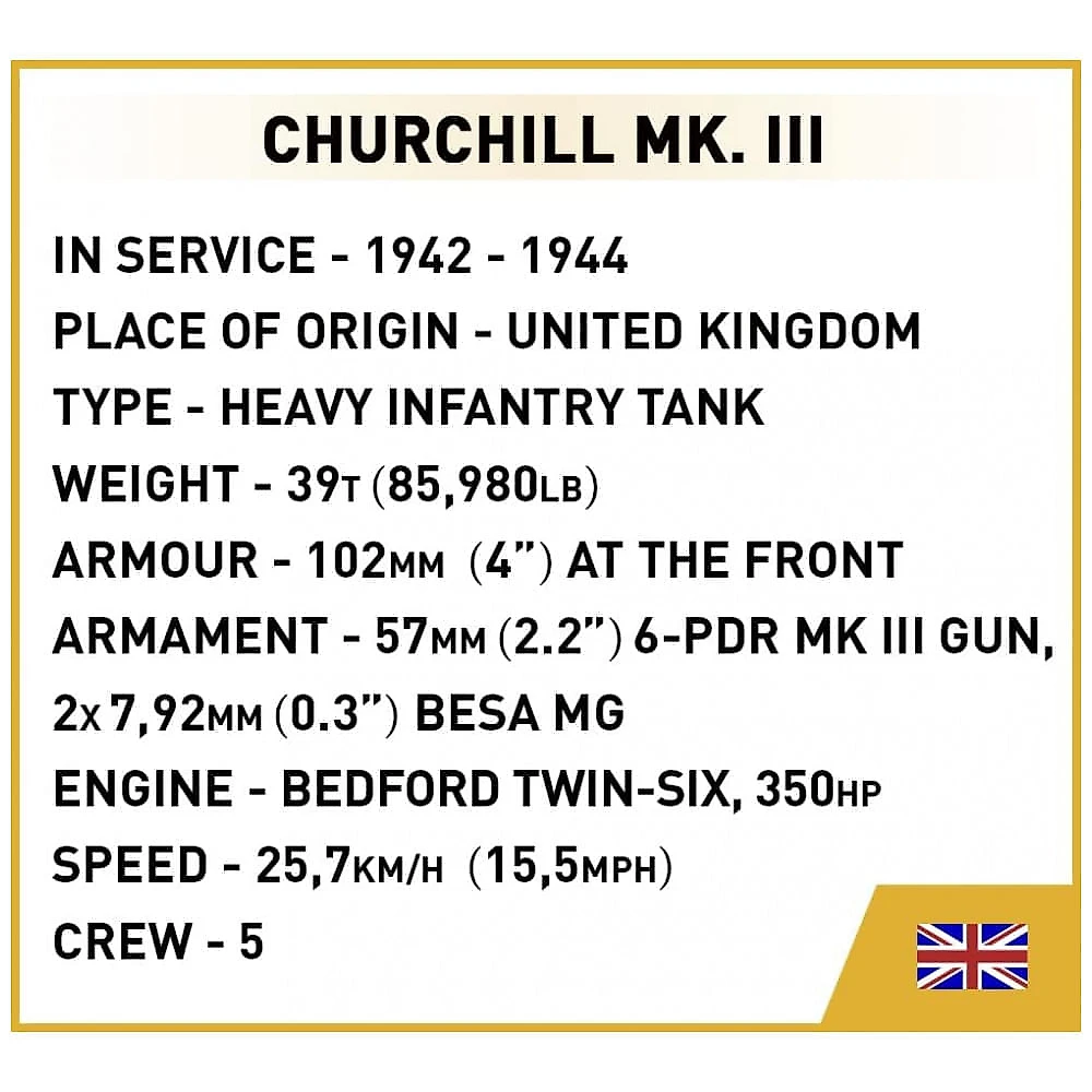 Kit de Construção Tanque Churchill Mk. III com 654 Peças, COBI, Verde