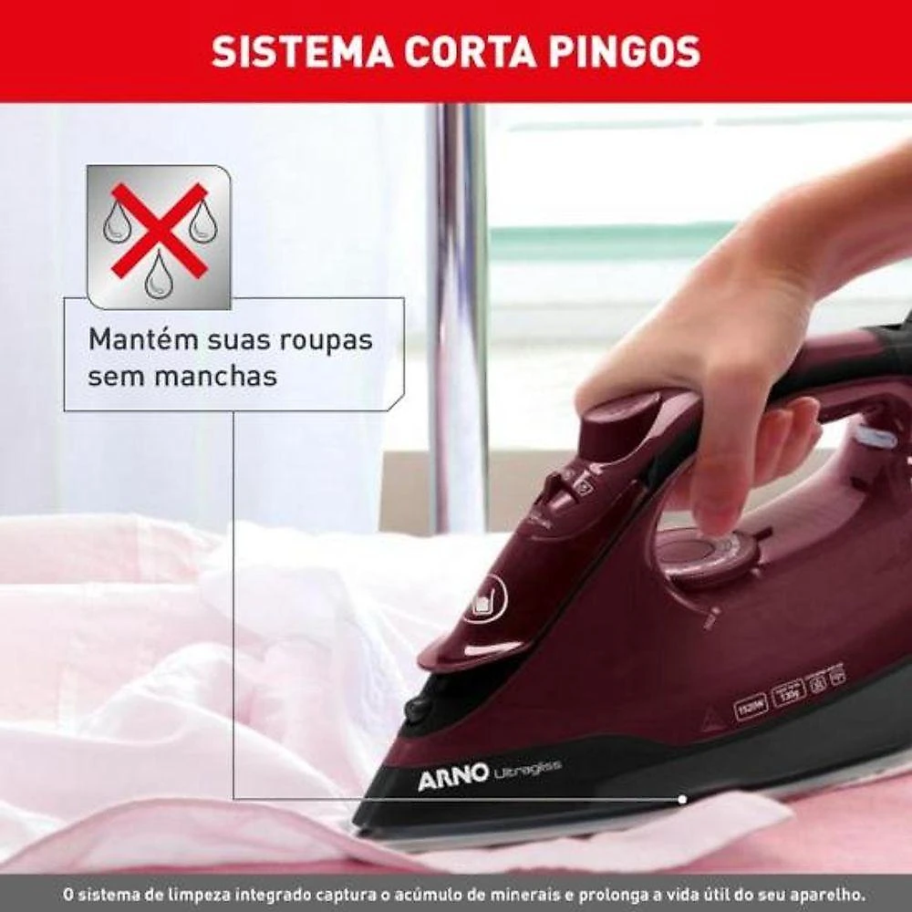 Ferro A Vapor Ultragliss Com Base Durilium Airglide 1520w Vinho 110V