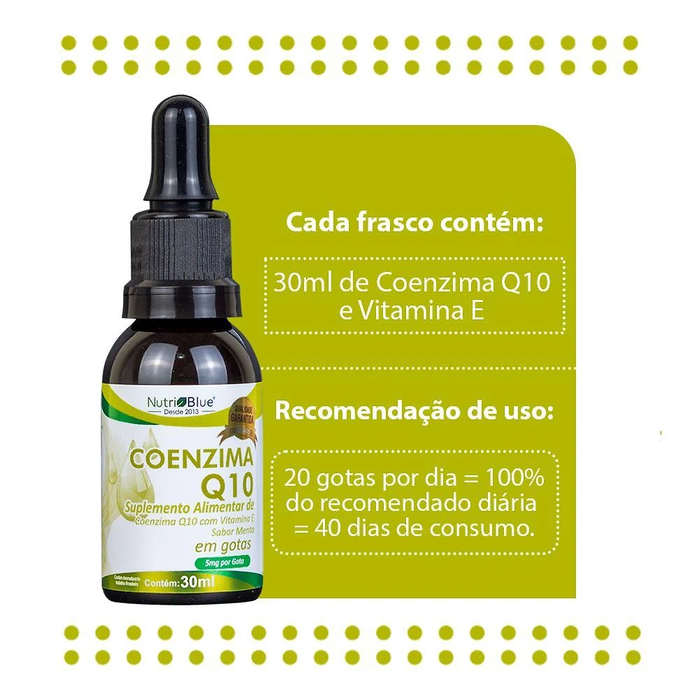 Miniatura Kit 5 Coenzima Q10 Em Gotas - Nutriblue - 5Mg Por Gota