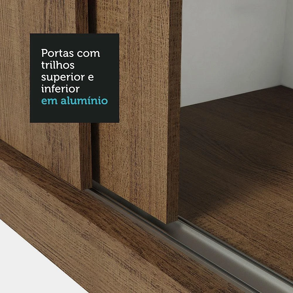 Guarda-roupa casal 3 portas de correr sublime madesa rustic