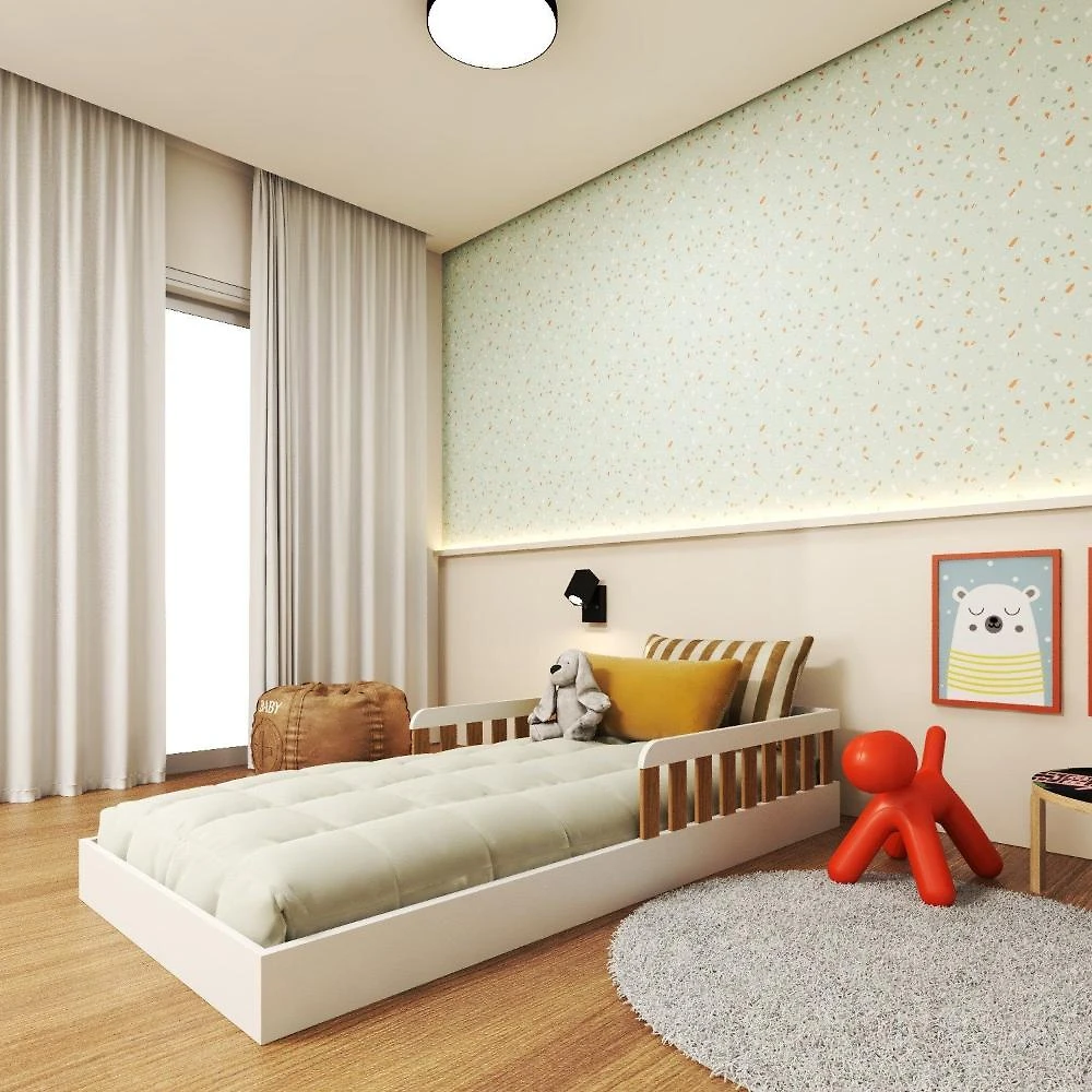 Cama Infantil Montessoriana Solteiro Ayla Branco/Carvalho Mel