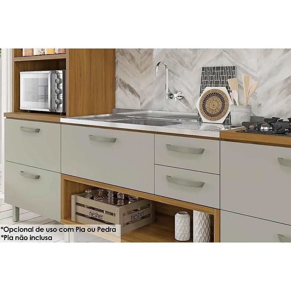 Cozinha Completa Princesa 2 Peças (1 Armário + 1 Balcão) C2p27 Freijo/off White - Nesher