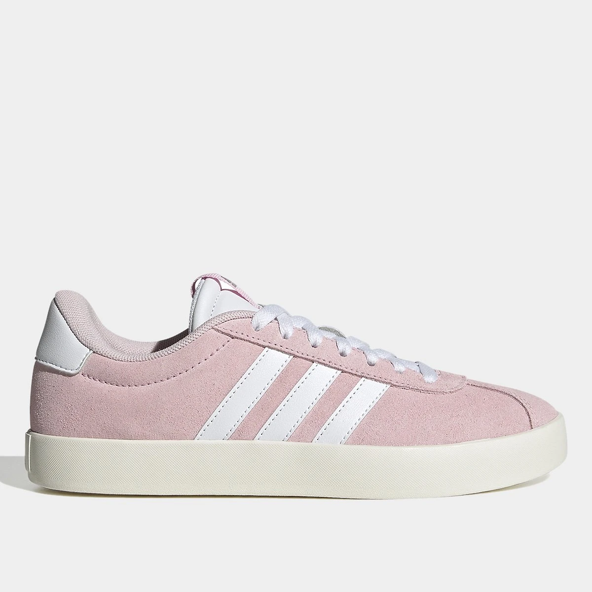 Miniatura Tênis Couro Adidas Vl Court 3 0 Feminino Rosa+Branco - 34