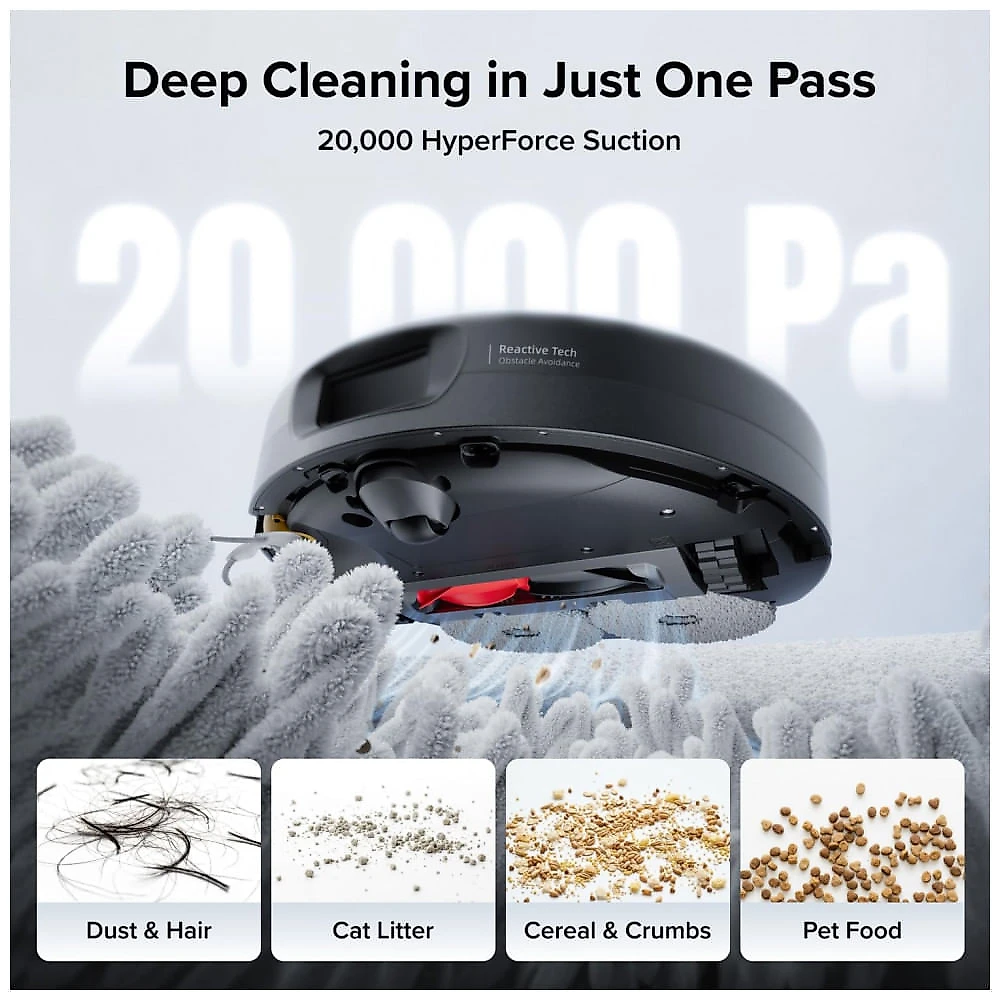 Robô Aspirador e Passa Pano Roborock Qrevo 2 Pro 20.000 Pa Base de Autoesvaziamento e Lavagem Quente Preto