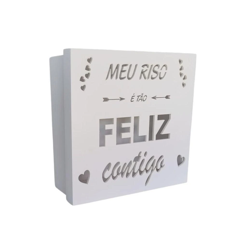 Caixas Personalizadas Brancas 100% Mdf (17x17x07) Meu Riso é Tão Feliz Contigo