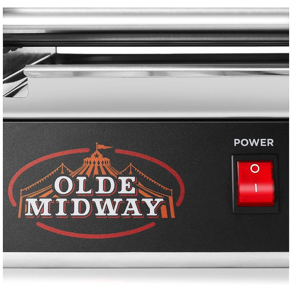 Máquina de Hot Dog com 5 Rolos Antiaderentes para Até 12 Salsichas, 110V 700W, OLDE MIDWAY, Prata