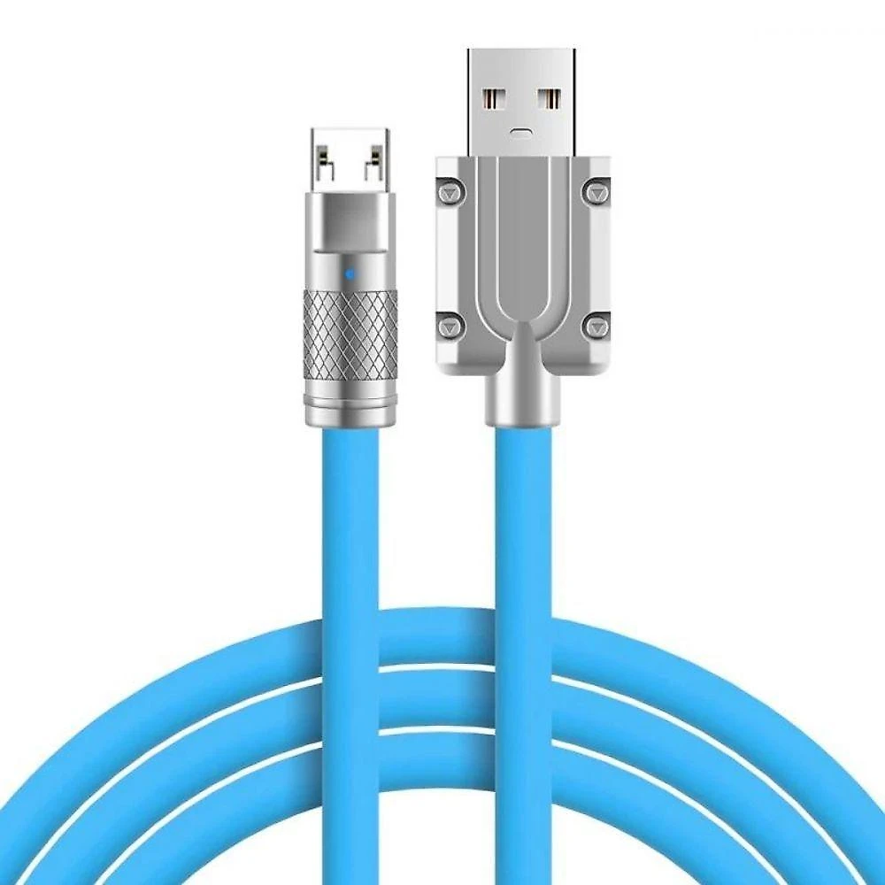 Cabo de Dados Micro USB V8 KA-020-V8 Silicone com Ponta Metal LED para Carregar e Transferir
