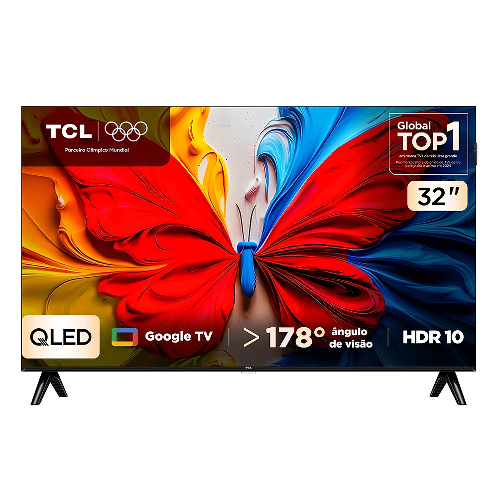 Smart TV TCL 32 Polegadas QLED Full HD S5K WiFi Bluetooth Google TV 2 HDMI HDR10 Dolby Audio 32S5K