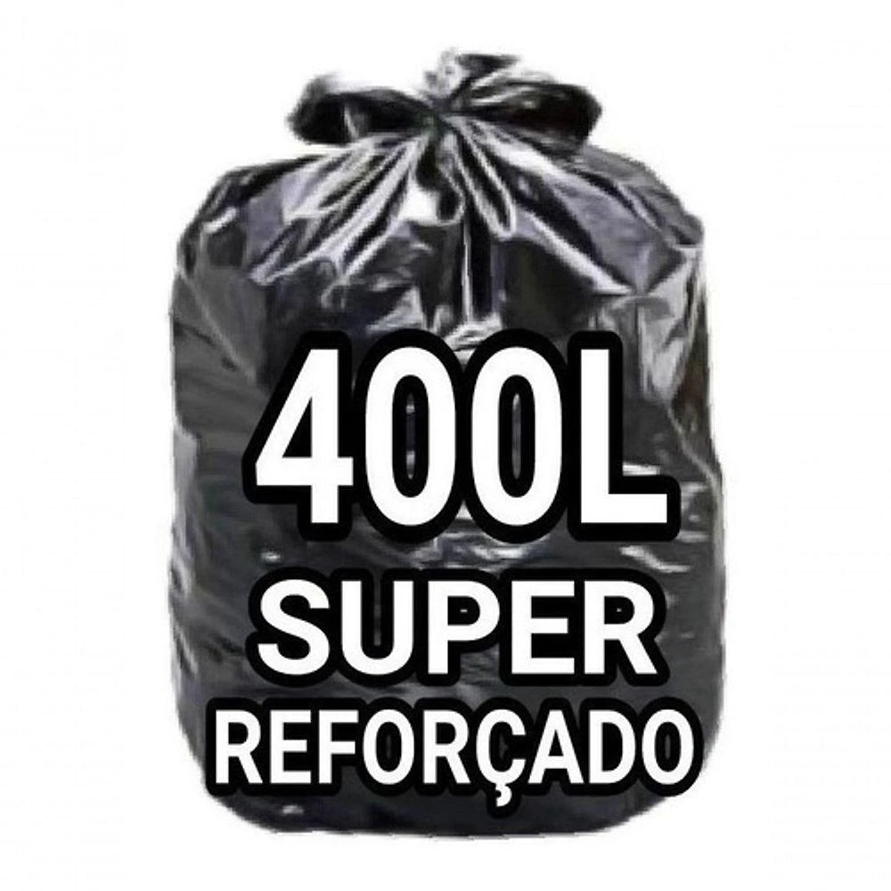 Saco para Lixo 400 Litros Super Reforçado Preto 125x135cm Pacote 100 Unidades Higipack