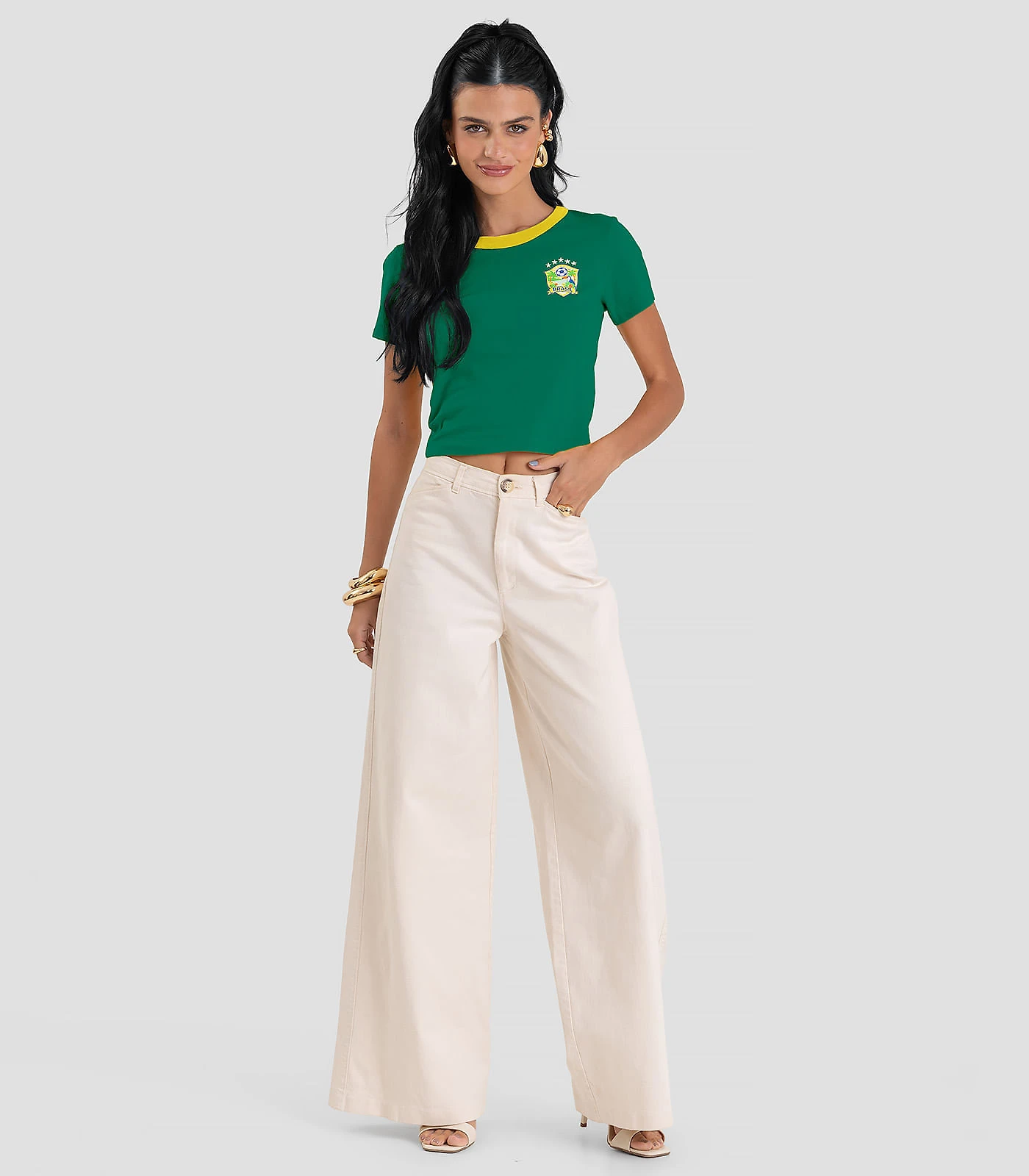 Blusa Feminina em Cotton Leve Brasil Dianna Verde G