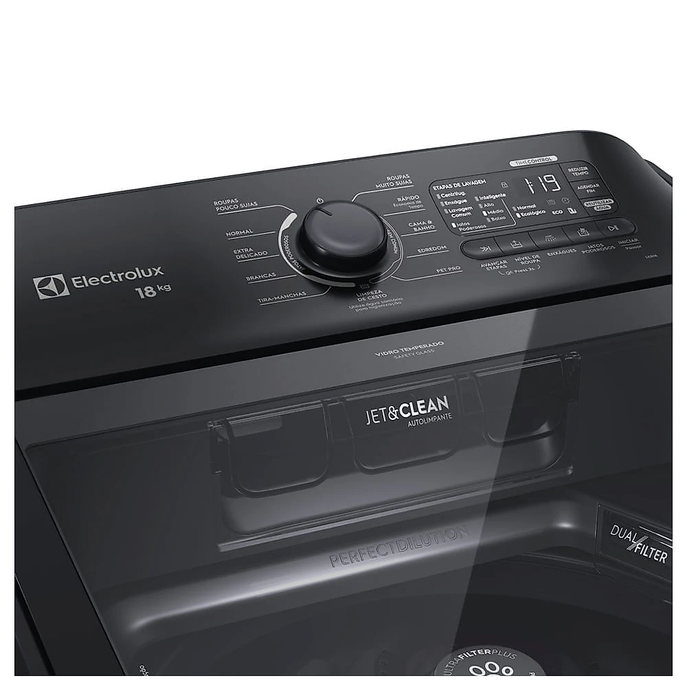 Máquina de lavar Electrolux 18kg Preta Expert Filtro Microplásticos, Jatos Poderosos e Pet Pro (LEB18) - 220V 220
