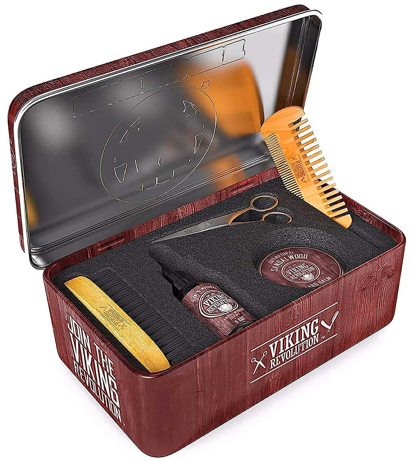 Revolução Viking Kit para Barba Profissional Portátil com Ce ra e Pente 5 Itens