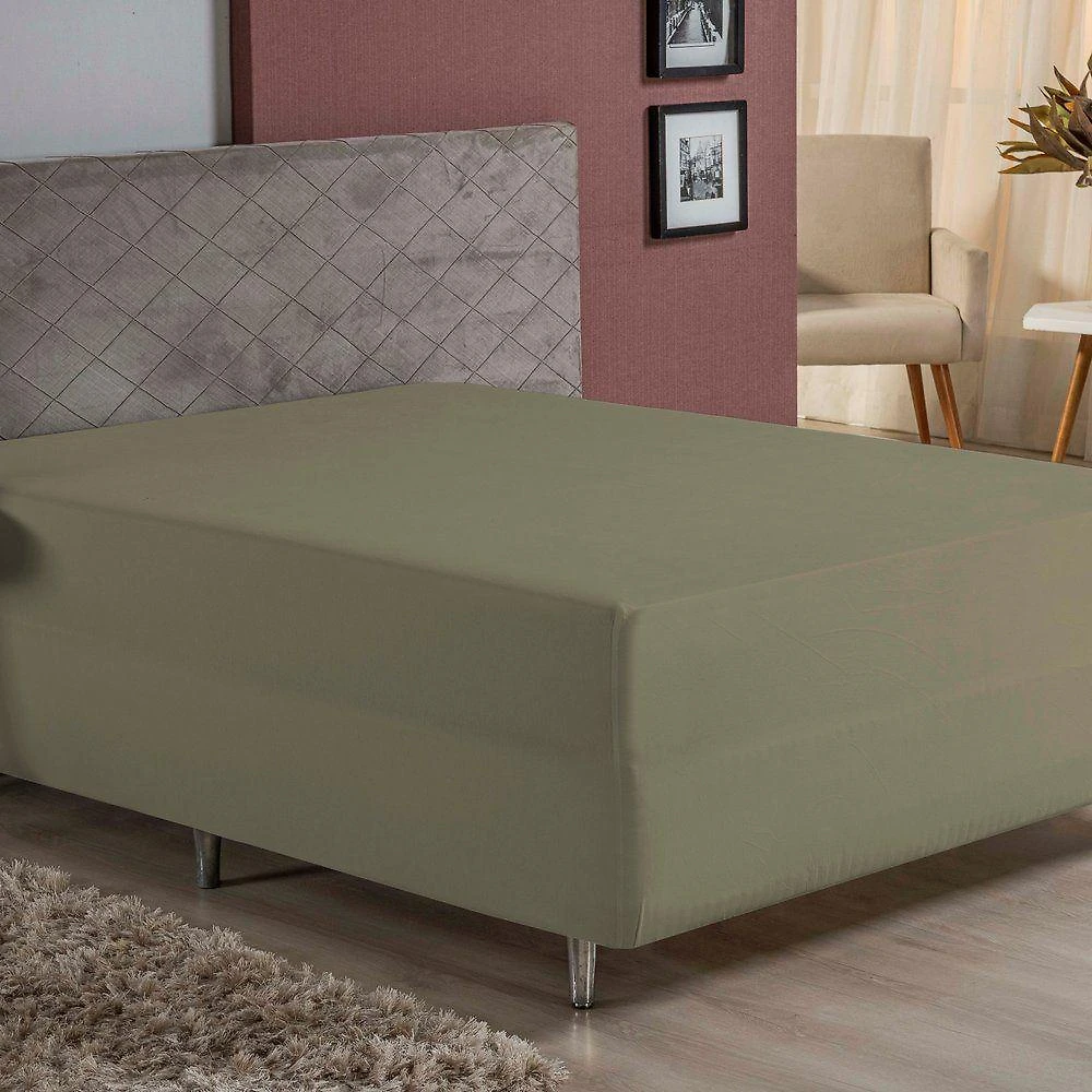 Lençol Com Elástico King Nobre 1 Peça Luva De Box 55cm De Altura Malha 100% Algodão - Avelã
