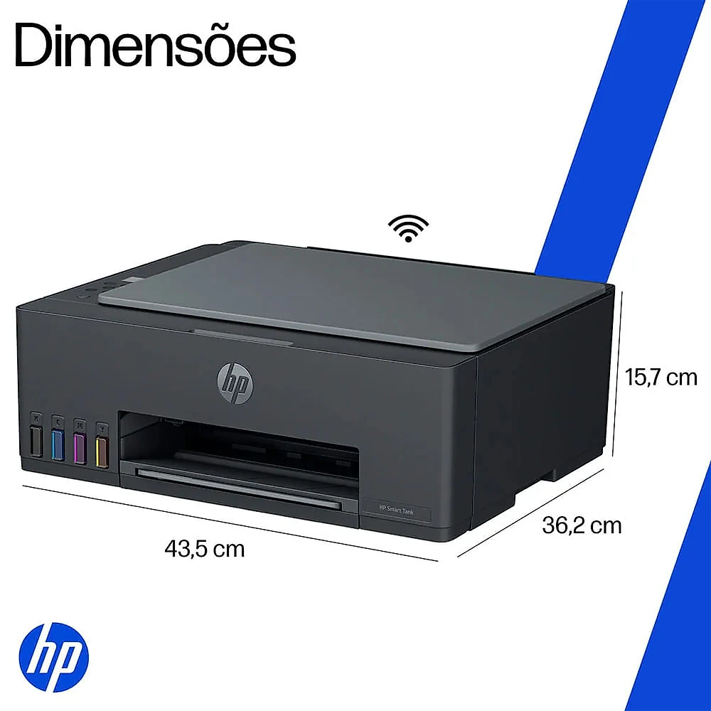 Impressora Multifuncional Smart Tank 589 Tanque de Tinta Colorida Wi-Fi USB HP Preto - Bivolt