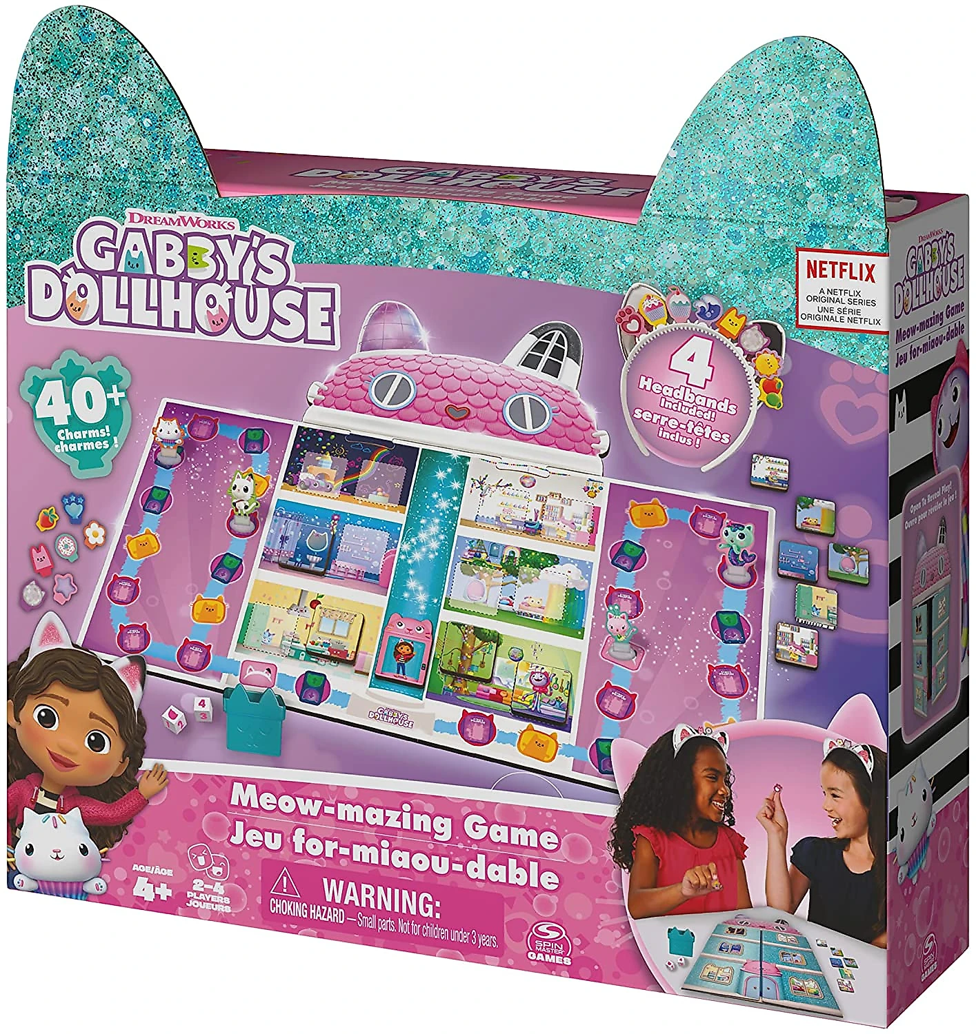 Gabbys Dollhouse Jogo de Tabuleiro Mágico da Gabby para Crianças a partir de 4 anos