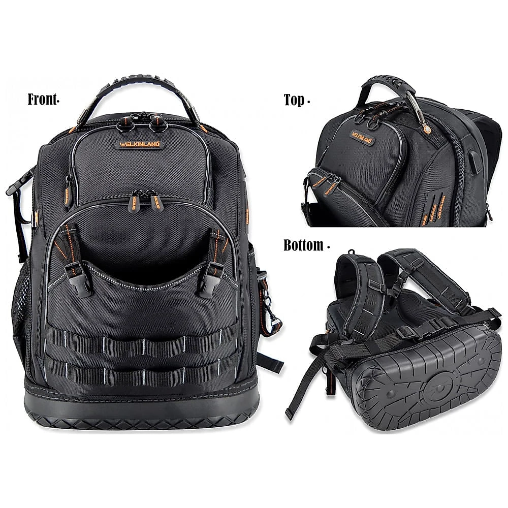 Mochila de Ferramentas Organizadora com 77 Compartimentos, WELKINLAND, Preto