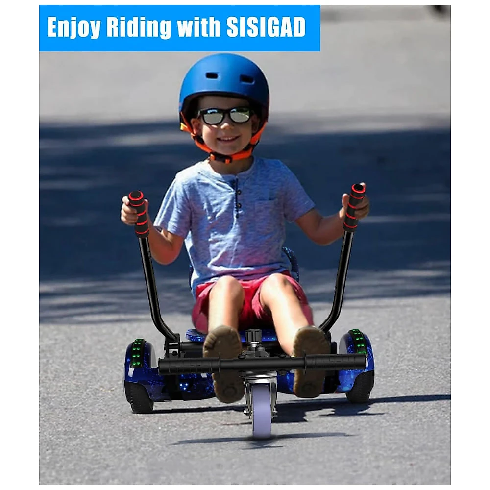 SISIGAD Assento de Scooter para Go Kart 6,5 Polegadas com Bluetooth e Luzes LED - Azul